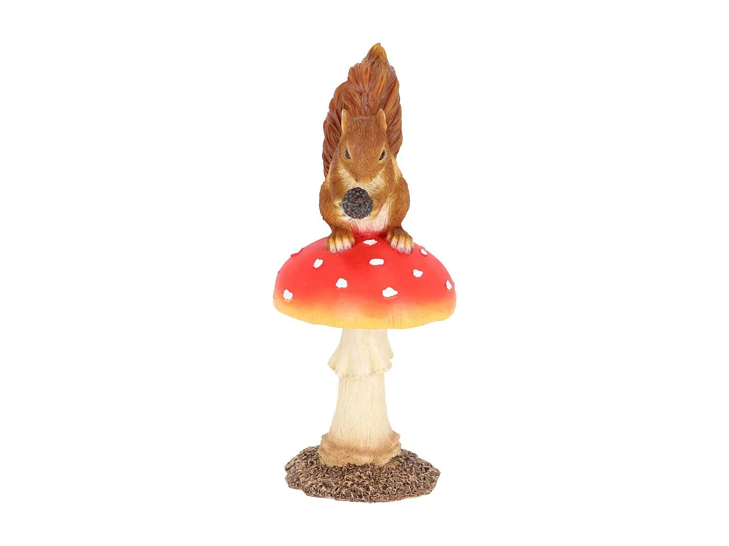 Champignon amanite en polyrésine Amanite avec écureuil