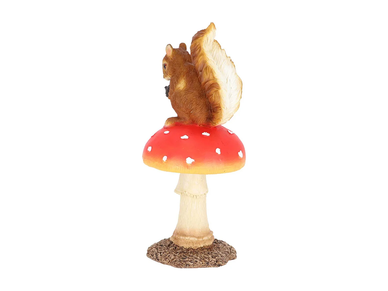 Champignon amanite en polyrésine Amanite avec écureuil