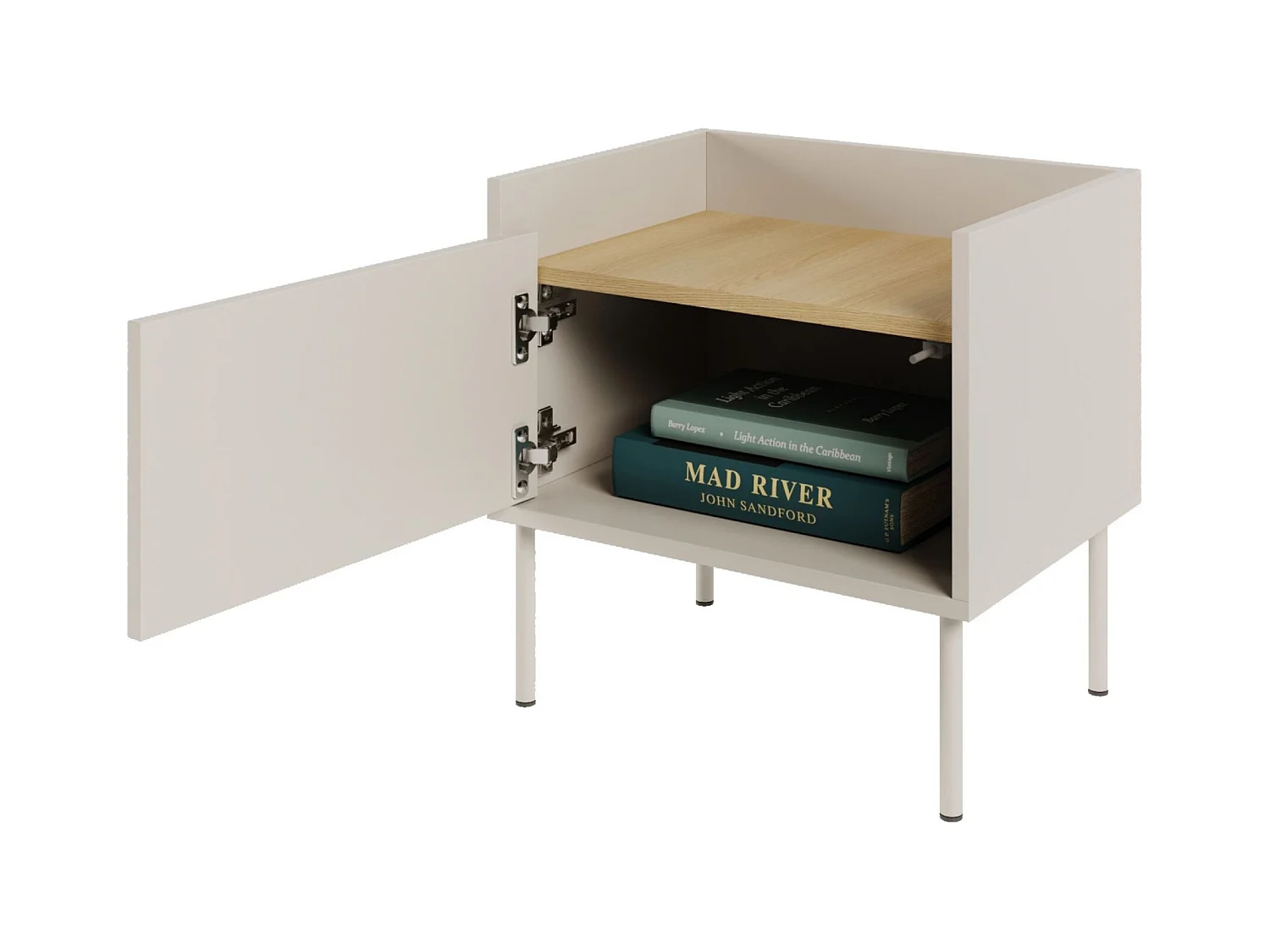 Comodino a 1 anta – 50 cm – Grigio Cashmere / Effetto Rovere – TOVI