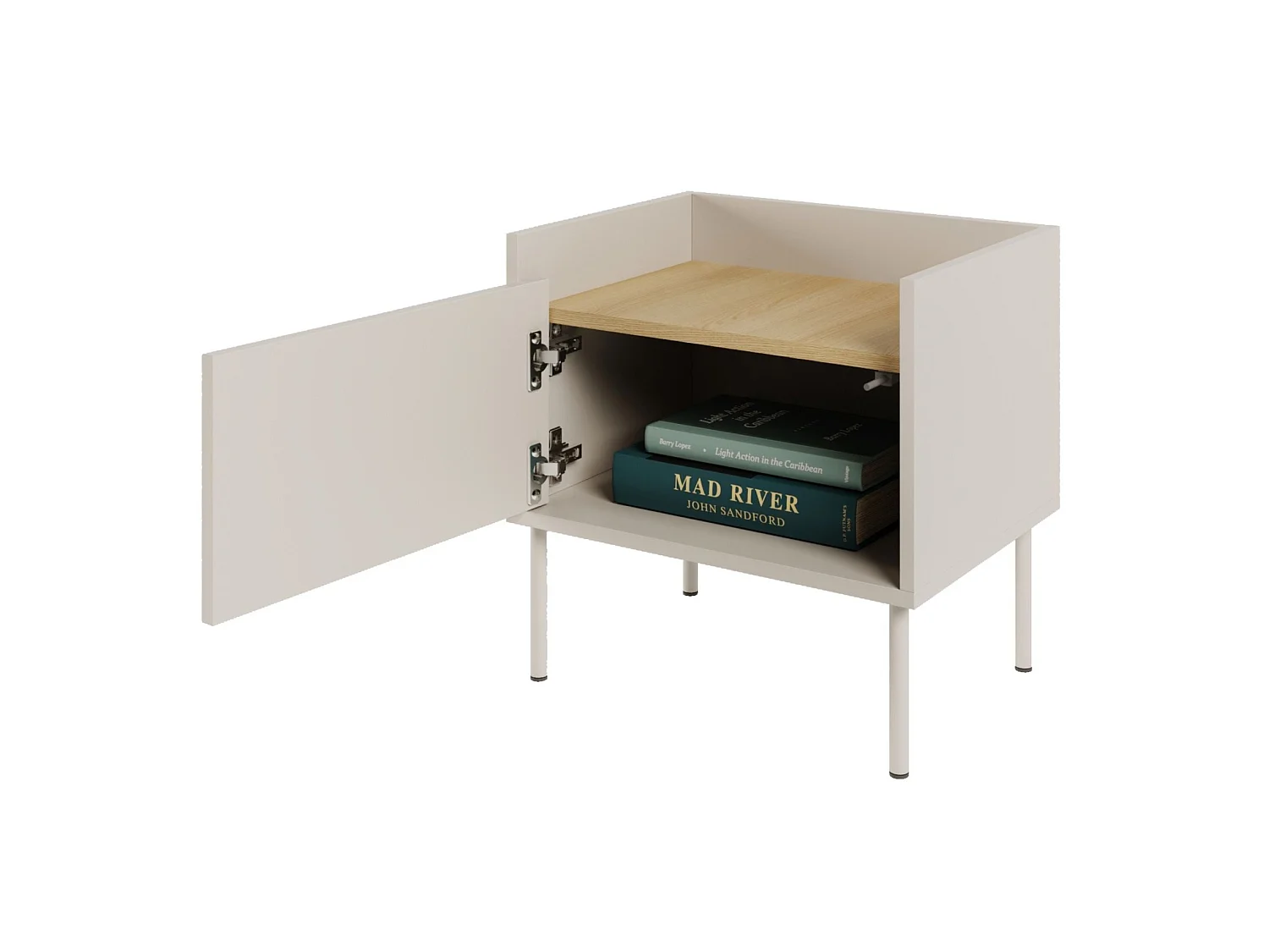 Comodino a 1 anta – 50 cm – Grigio Cashmere / Effetto Rovere – TOVI