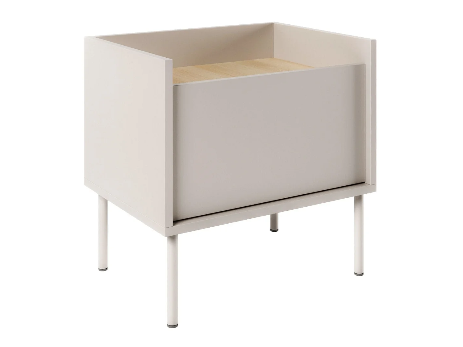 Comodino a 1 anta – 50 cm – Grigio Cashmere / Effetto Rovere – TOVI