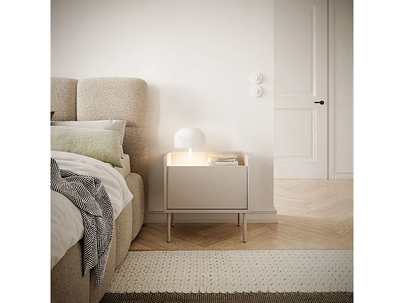 Table de chevet 1 portes – cachemire/chêne Lindberg– 50 cm – TOVI