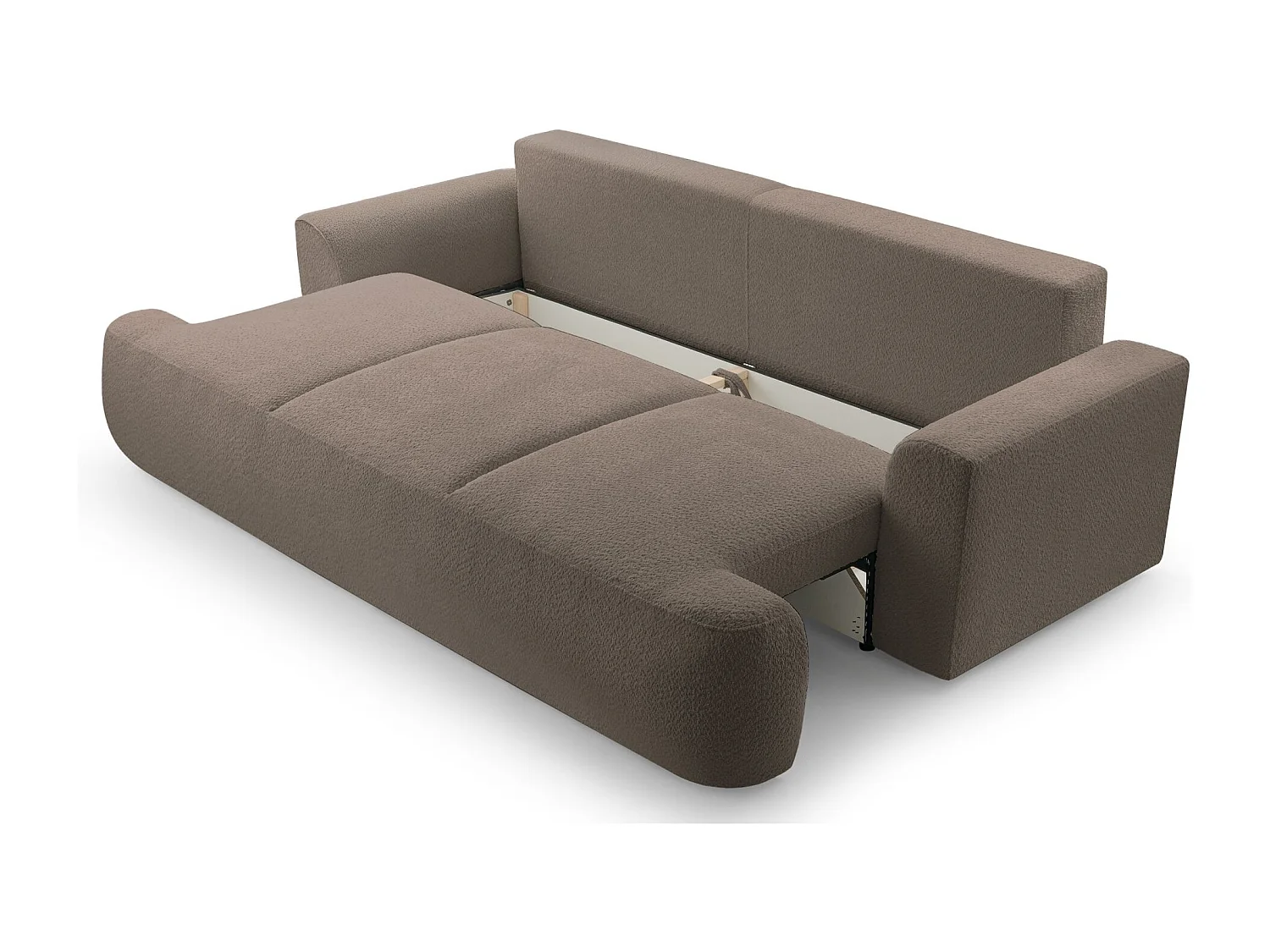 3-Sitzer-Sofa mit Schlaffunktion und Stauraum – Bouclé – Altrosa – BARLETTO