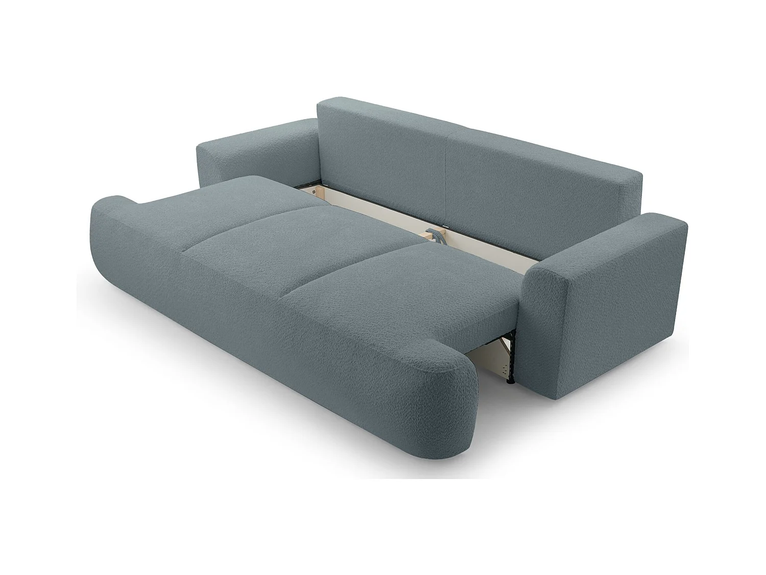 3-Sitzer-Sofa mit Schlaffunktion und Stauraum – Bouclé – Grau – BARLETTO