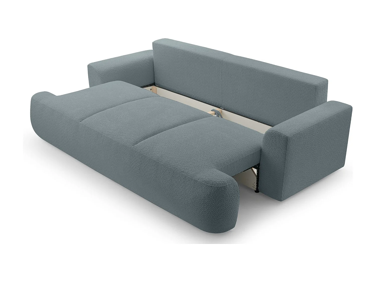 3-Sitzer-Sofa mit Schlaffunktion und Stauraum – Bouclé – Grau – BARLETTO