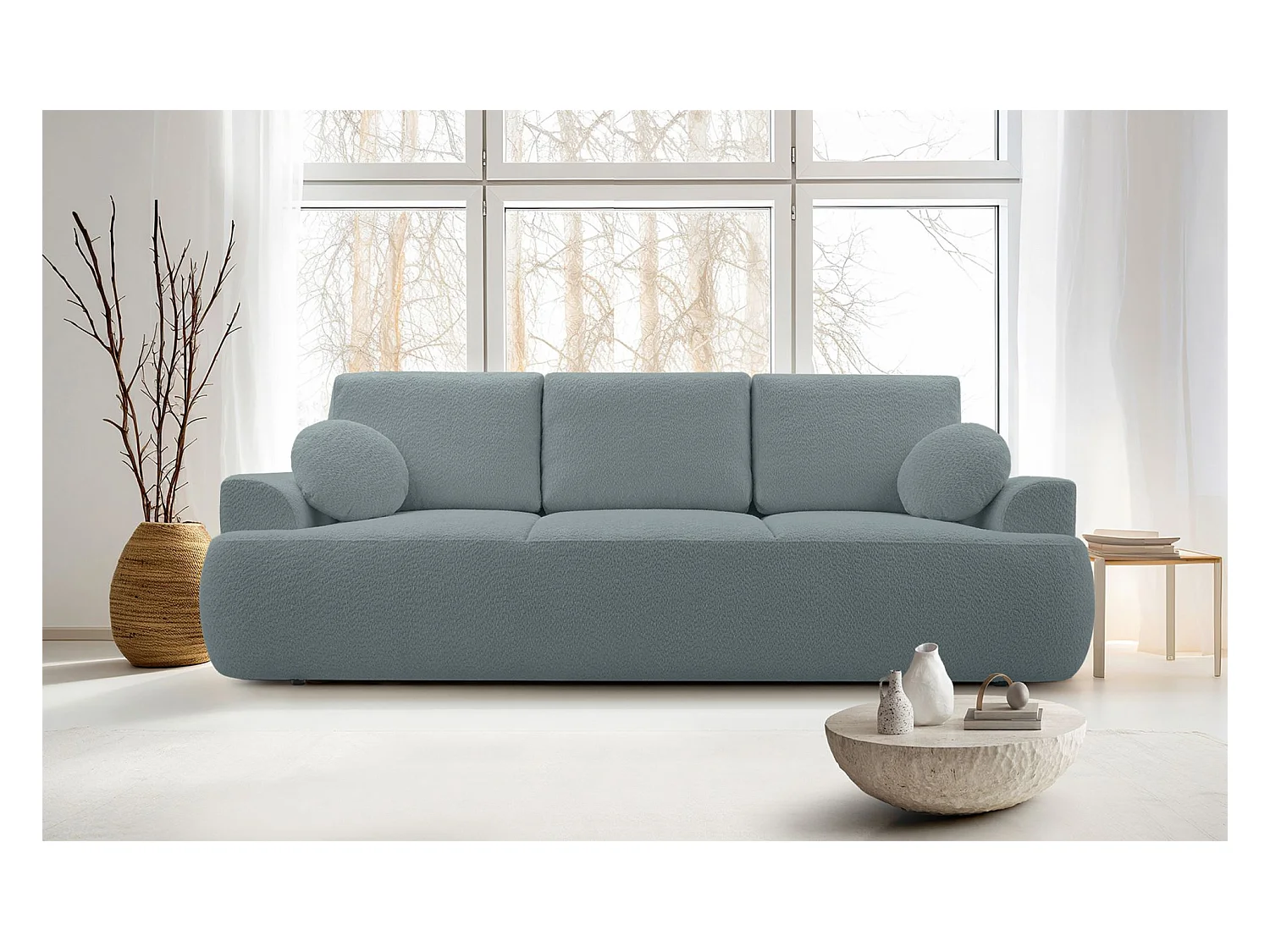 Canapé convertible 3 places – boucle– gris – BARLETTO