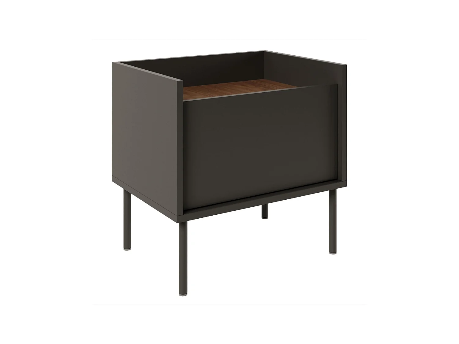 Comodino a 1 anta – 50 cm – Nero / Effetto Noce – TOVI