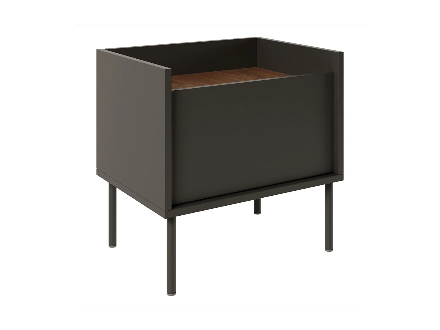 Table de chevet 1 portes – Noir/Noyer du Wisconsin– 50 cm – TOVI