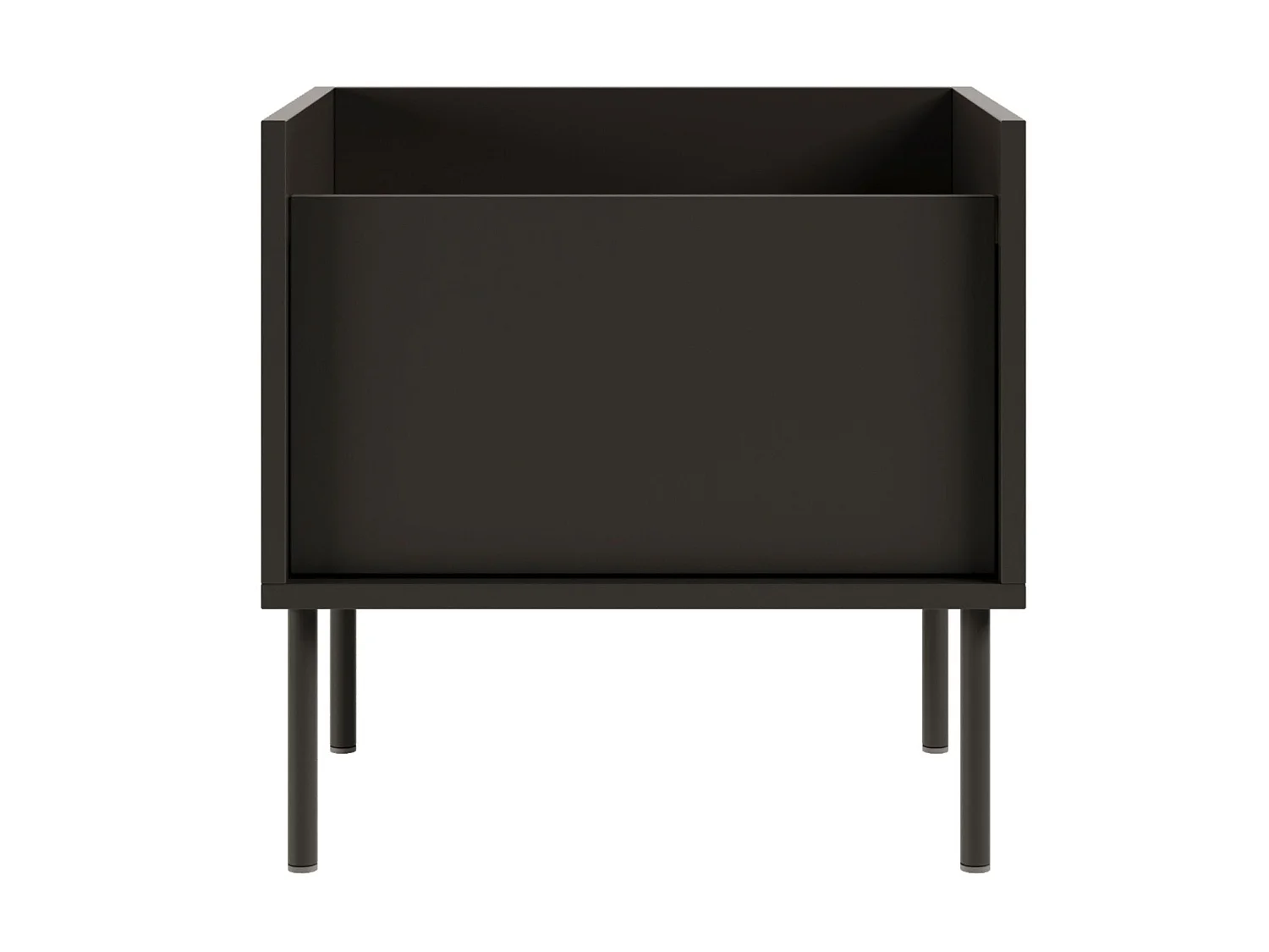Nachttisch 1-türig – 50 cm – Schwarz / Holzoptik Nussbaum – TOVI