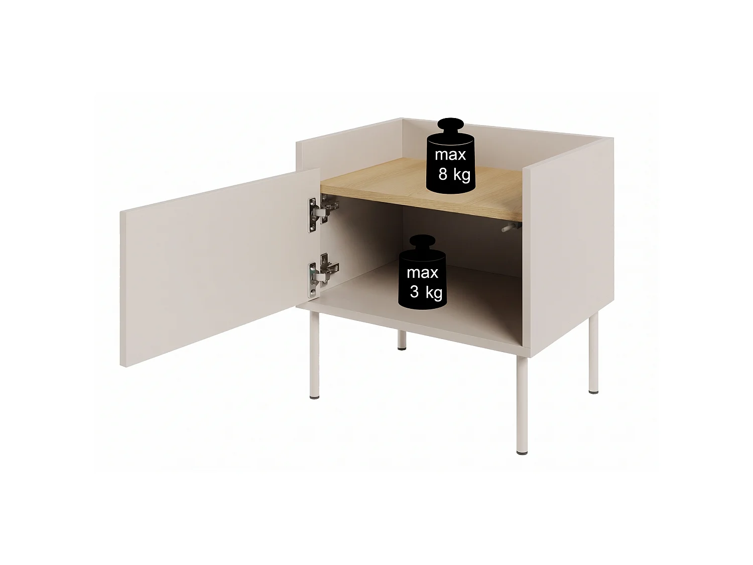 Table de chevet 1 portes – Noir/Noyer du Wisconsin– 50 cm – TOVI