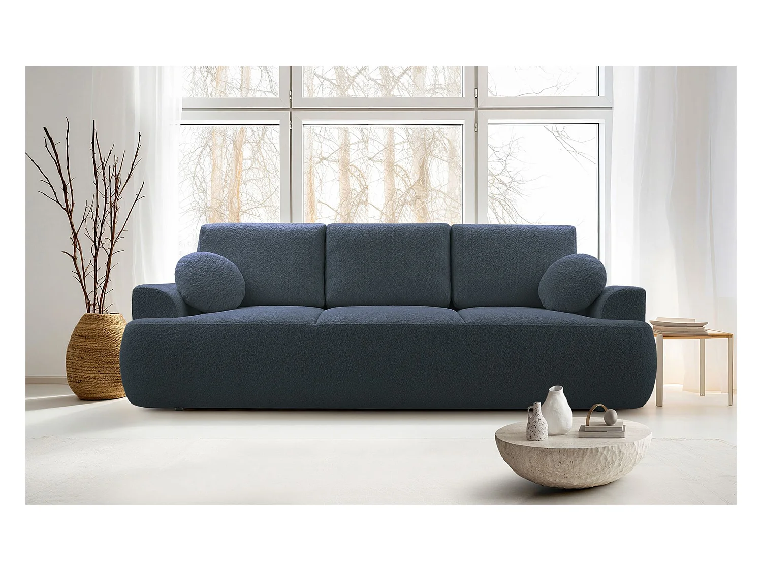 Canapé convertible 3 places – boucle– gris foncé – BARLETTO