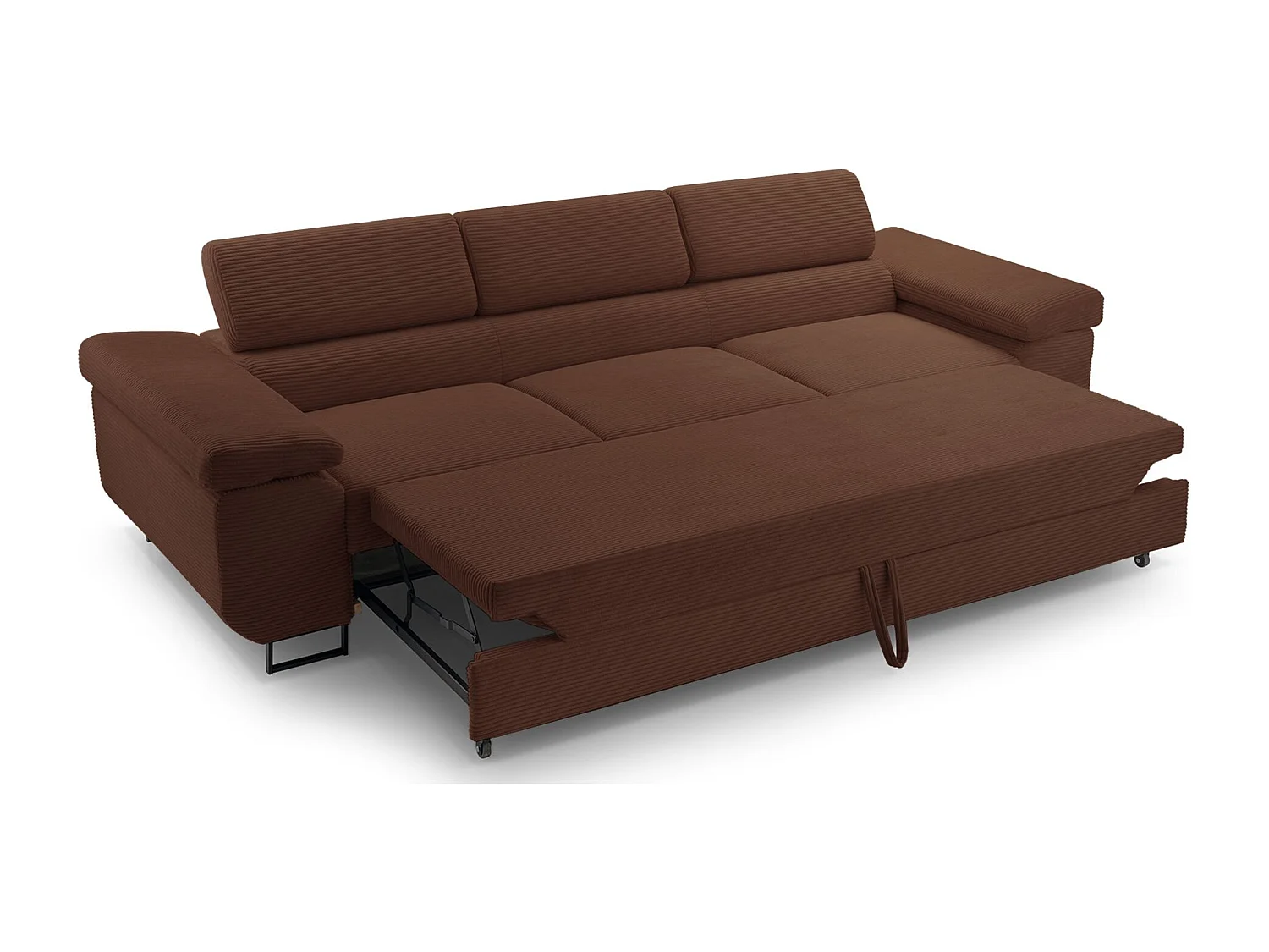 Canapé convertible 3 places – velours côtelé– rouge – CAPURSO