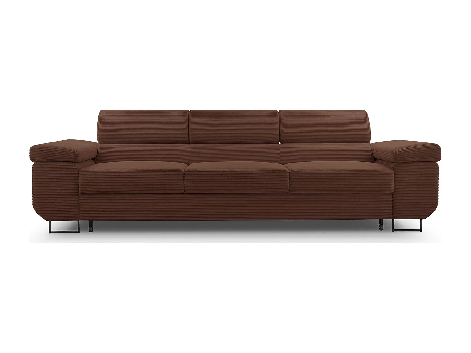 Canapé convertible 3 places – velours côtelé– rouge – CAPURSO