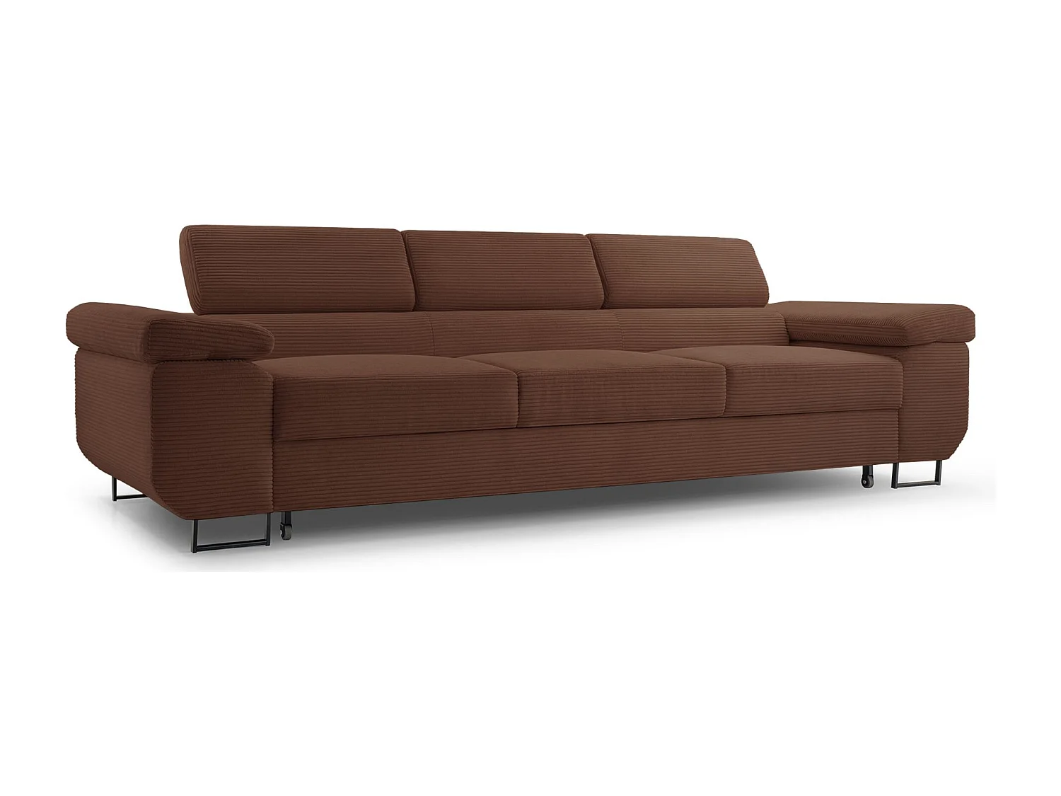 Canapé convertible 3 places – velours côtelé– rouge – CAPURSO