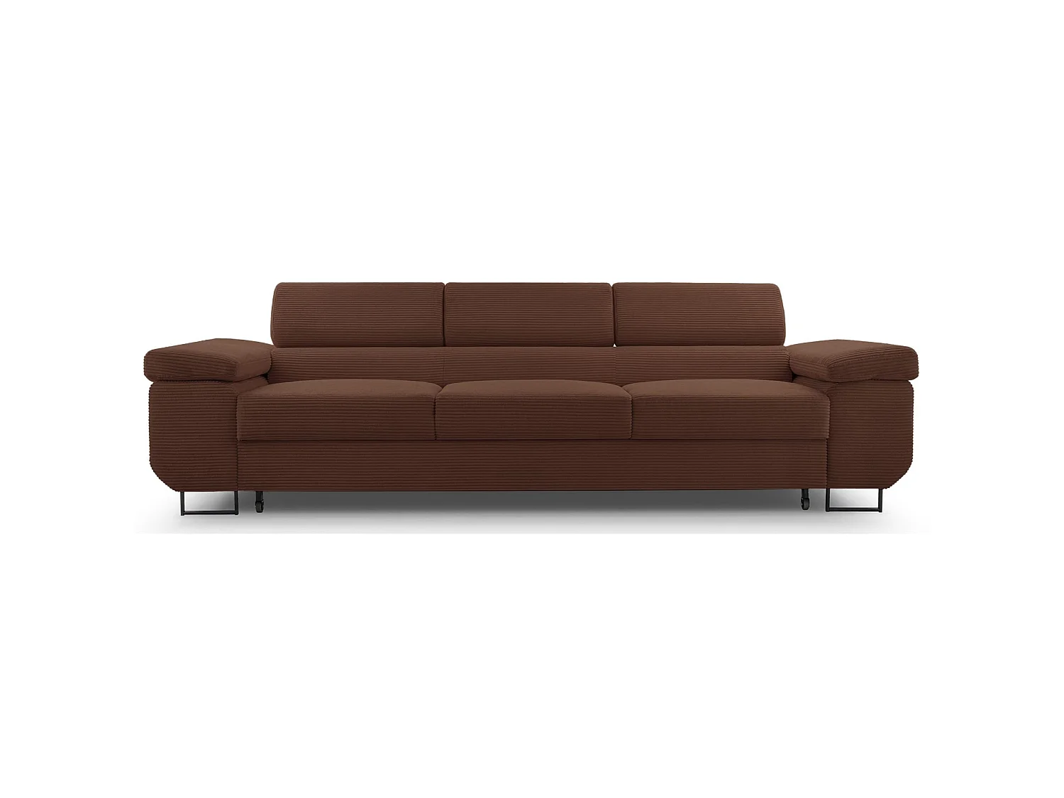Slaapbank met verstelbare hoofdsteunen en opbergruimte – corduroy – roestbruin – CAPURSO