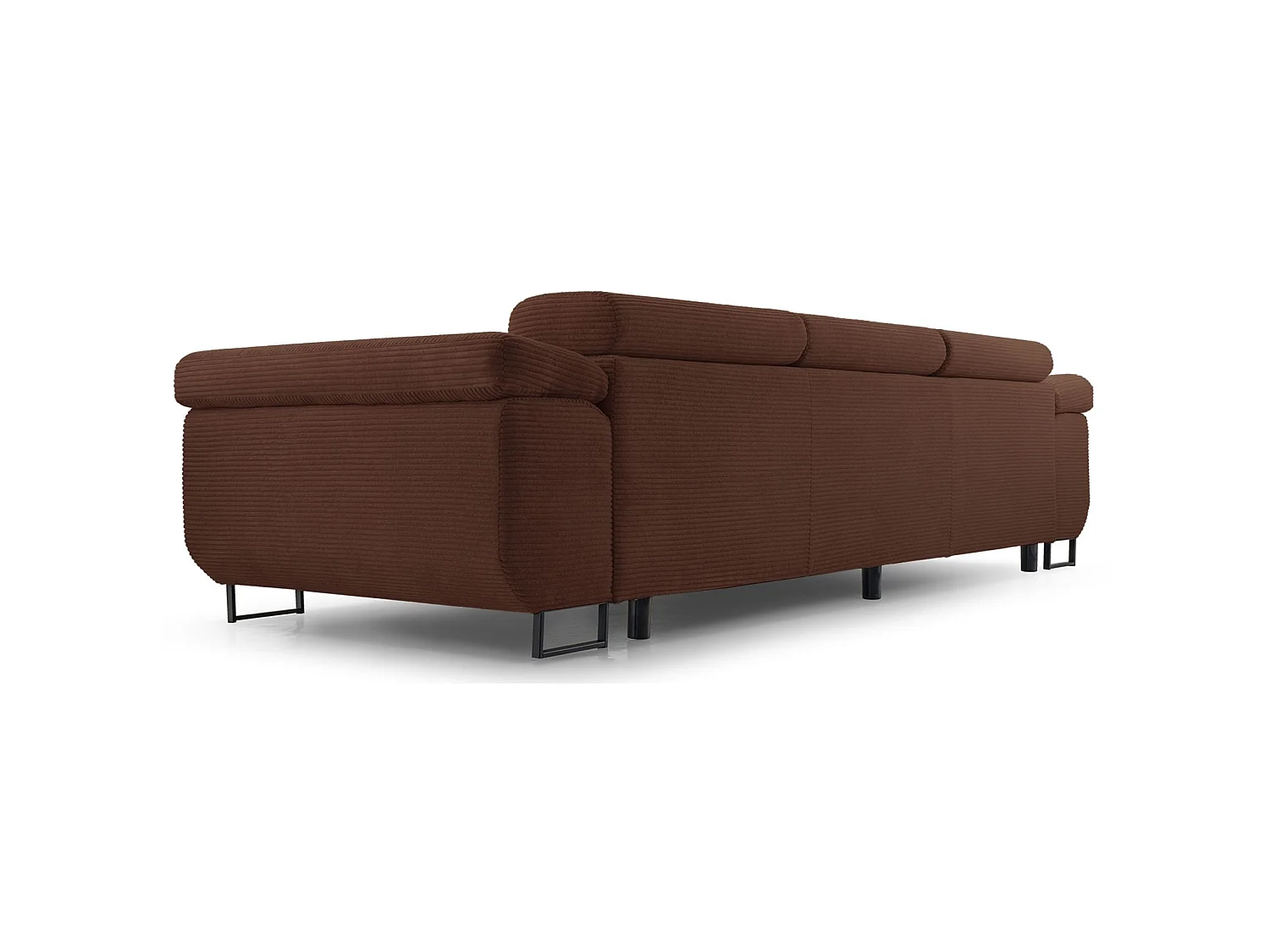 Slaapbank met verstelbare hoofdsteunen en opbergruimte – corduroy – roestbruin – CAPURSO