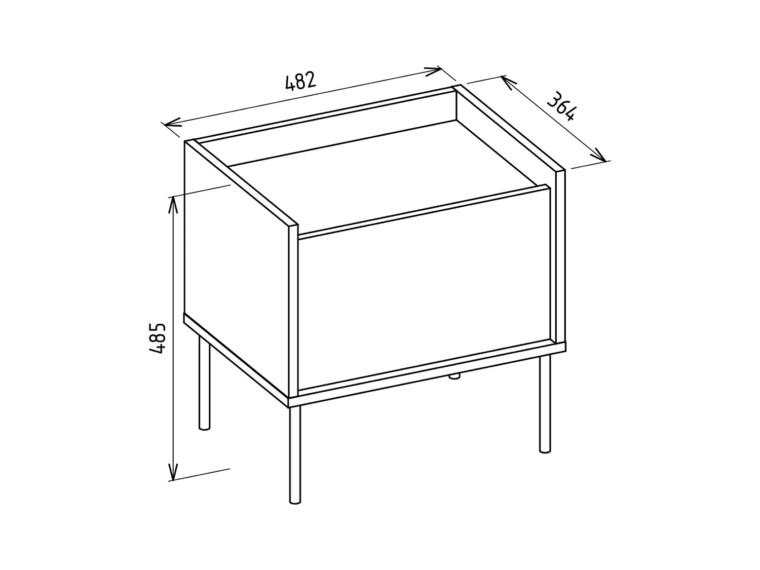 Comodino a 1 anta – 50 cm – Bianco / Effetto Rovere – TOVI