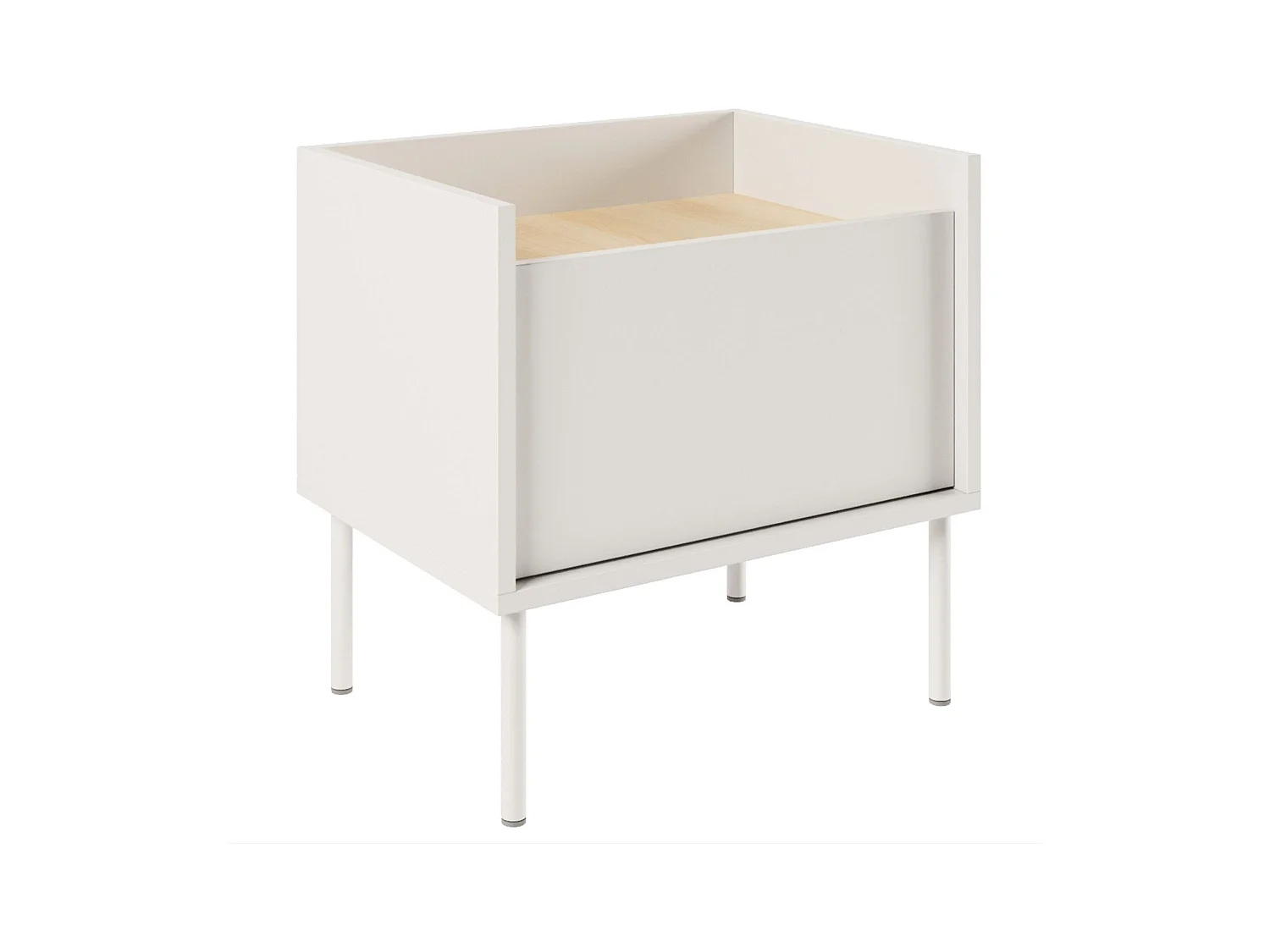 Comodino a 1 anta – 50 cm – Bianco / Effetto Rovere – TOVI