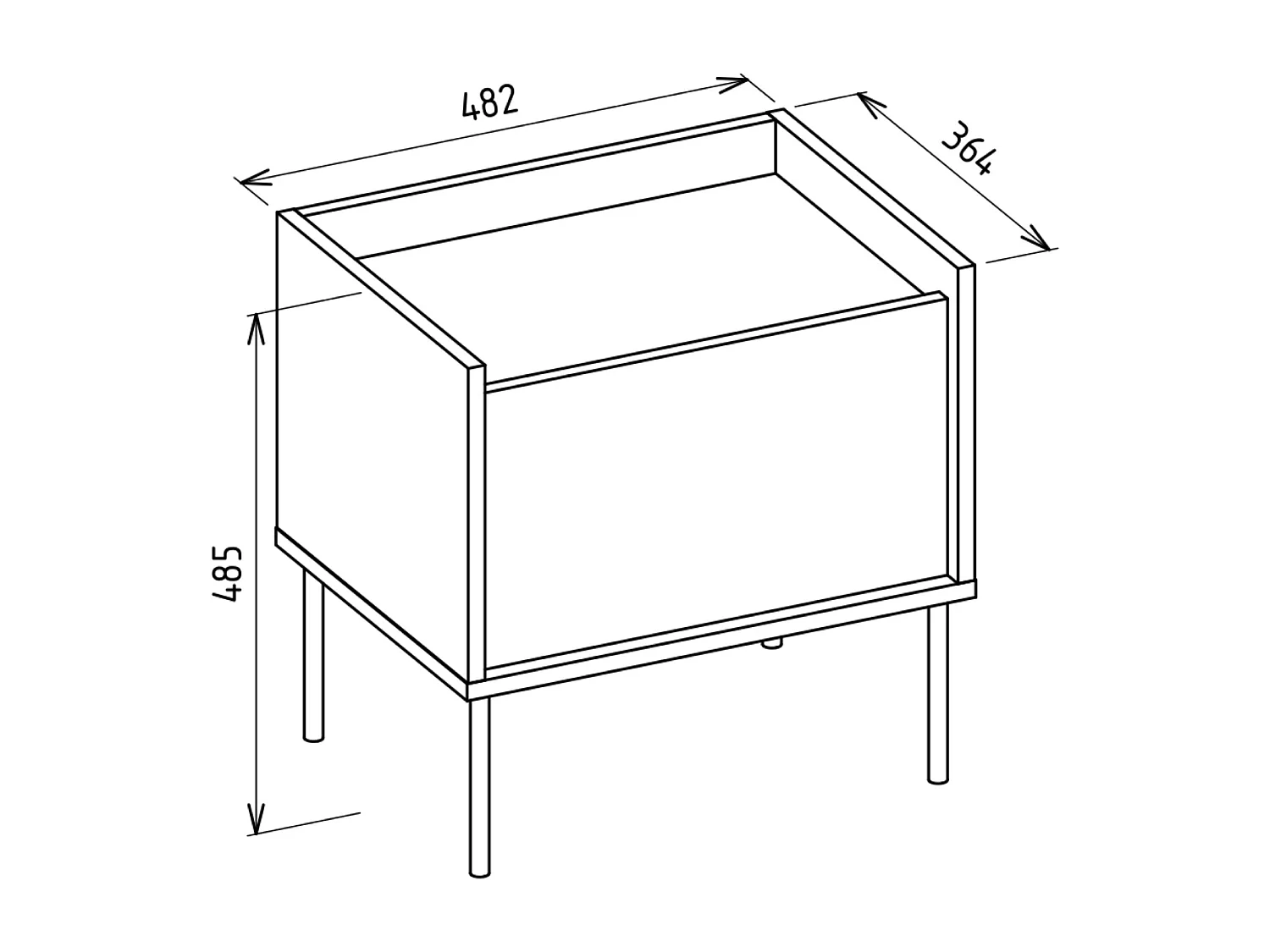 Table de chevet 1 portes – blanc/ chêne linberg– 50 cm – TOVI