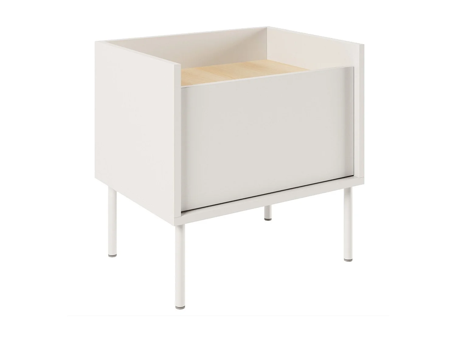 Table de chevet 1 portes – blanc/ chêne linberg– 50 cm – TOVI