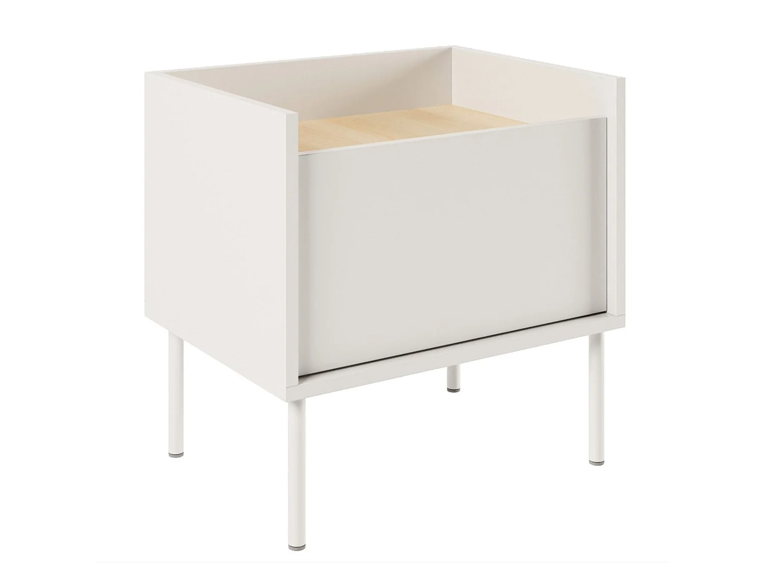 Nachttisch 1-türig – 50 cm – Weiß / Holzoptik Eiche – TOVI