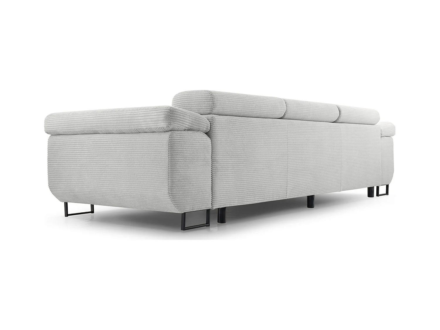 Schlafsofa mit verstellbaren Kopfstützen und Stauraum – Cord – Hellbeige – CAPURSO