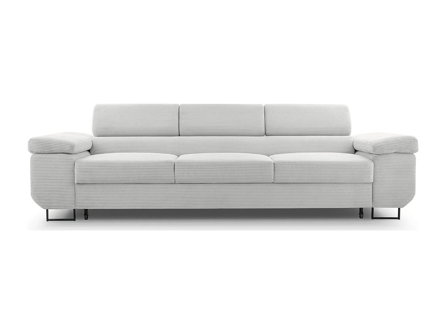 Schlafsofa mit verstellbaren Kopfstützen und Stauraum – Cord – Hellbeige – CAPURSO