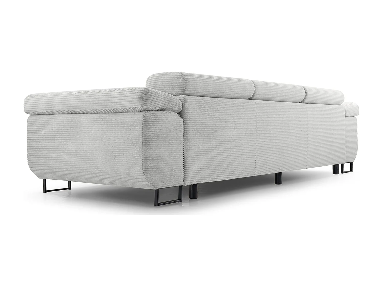 Schlafsofa mit verstellbaren Kopfstützen und Stauraum – Cord – Hellbeige – CAPURSO