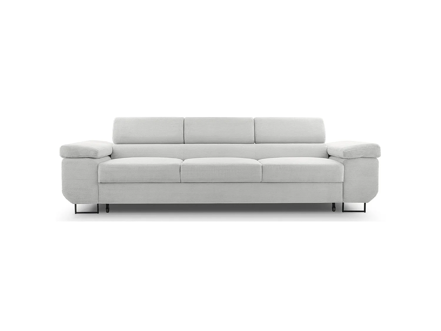 Schlafsofa mit verstellbaren Kopfstützen und Stauraum – Cord – Hellbeige – CAPURSO