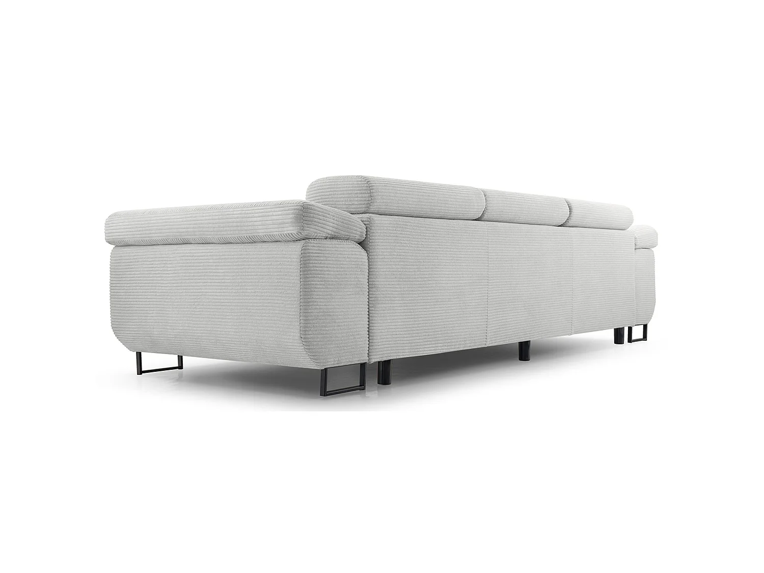 Schlafsofa mit verstellbaren Kopfstützen und Stauraum – Cord – Hellbeige – CAPURSO
