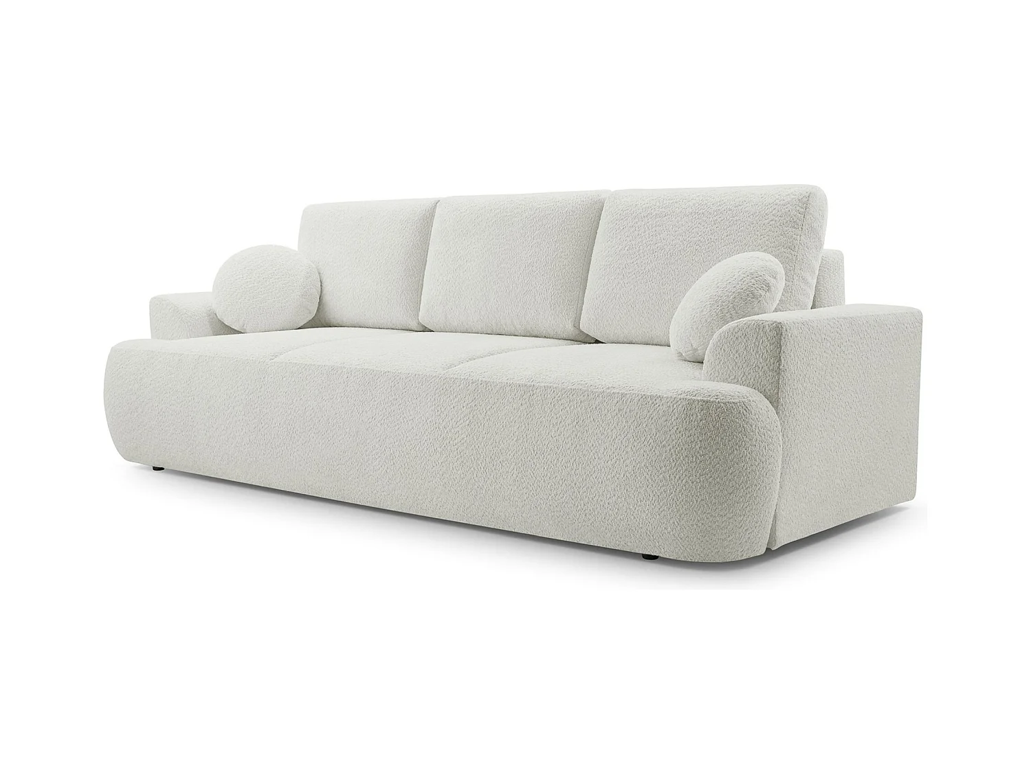 3-Sitzer-Sofa mit Schlaffunktion und Stauraum – Bouclé – Hellbeige – BARLETTO