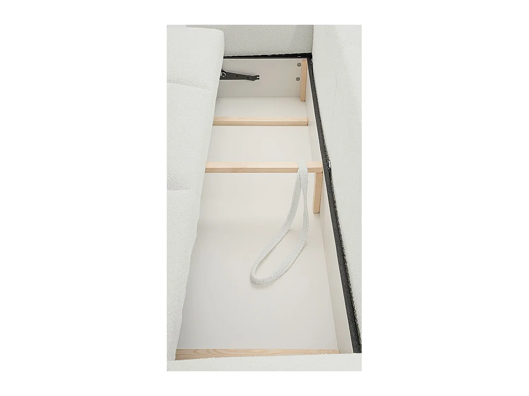 3-Sitzer-Sofa mit Schlaffunktion und Stauraum – Bouclé – Hellbeige – BARLETTO