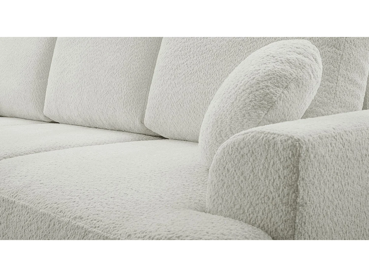3-Sitzer-Sofa mit Schlaffunktion und Stauraum – Bouclé – Hellbeige – BARLETTO