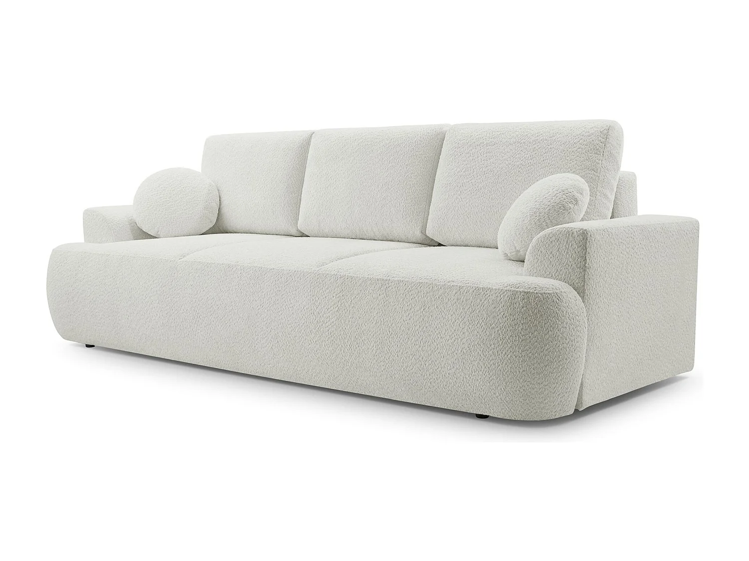 3-Sitzer-Sofa mit Schlaffunktion und Stauraum – Bouclé – Hellbeige – BARLETTO