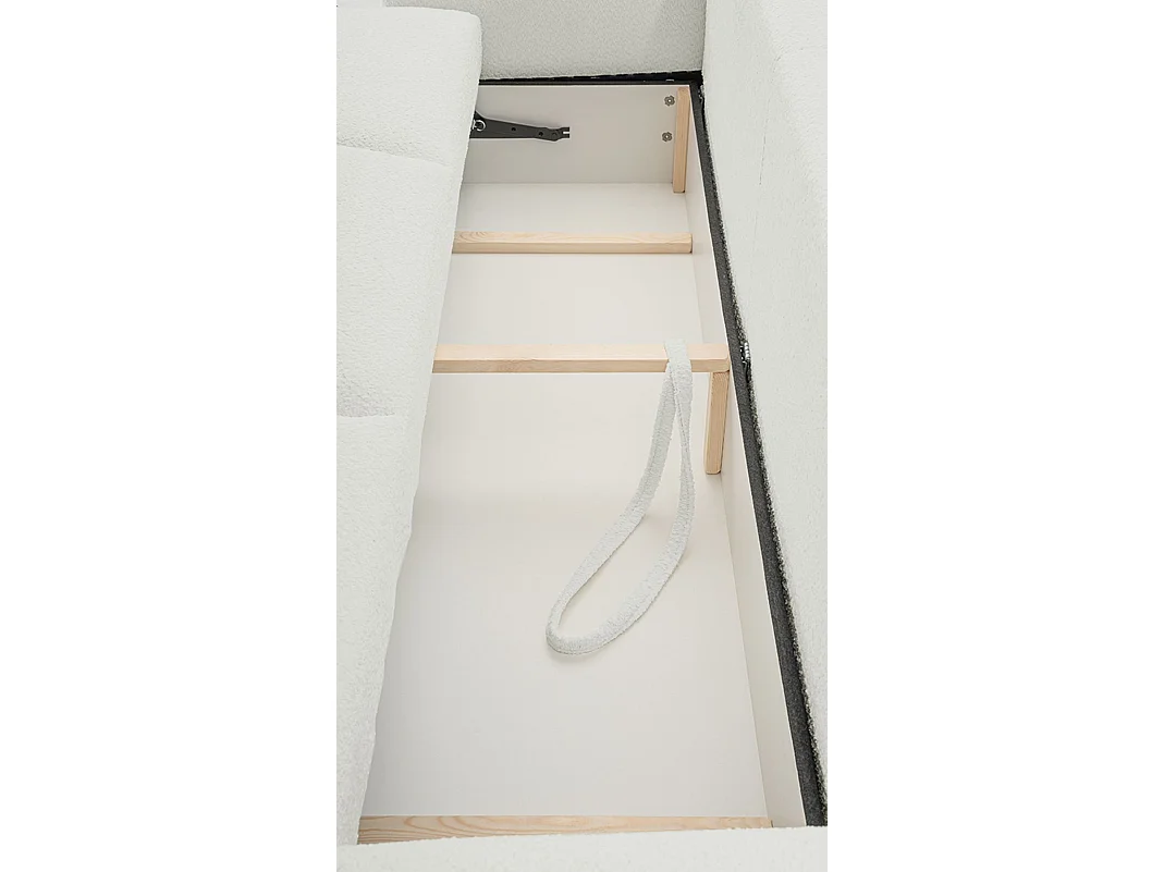 3-Sitzer-Sofa mit Schlaffunktion und Stauraum – Bouclé – Hellbeige – BARLETTO