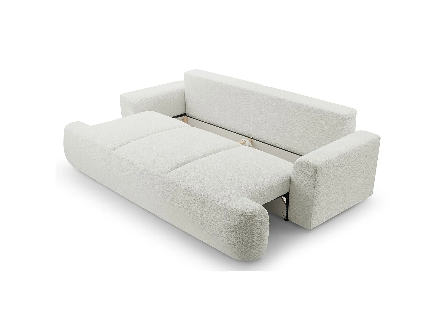 3-zitsbank met slaapfunctie en opbergruimte – bouclé – lichtbeige – BARLETTO