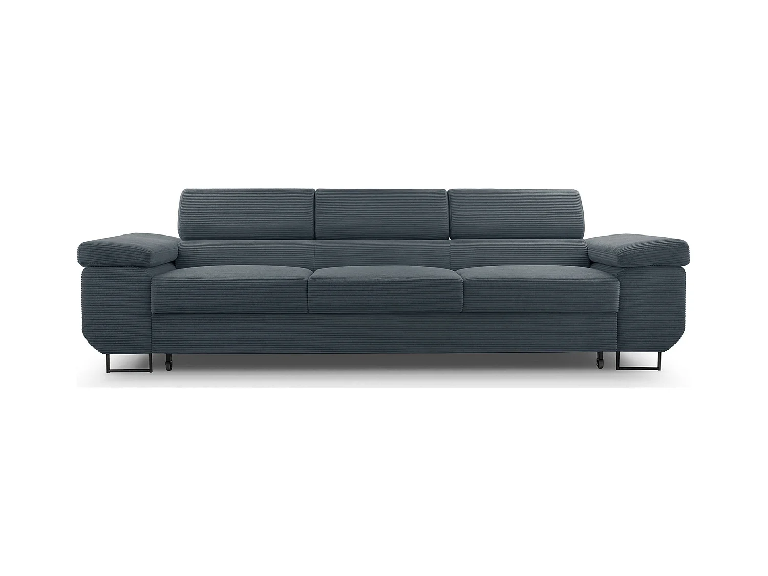 Slaapbank met verstelbare hoofdsteunen en opbergruimte – corduroy – blauwgrijs – CAPURSO