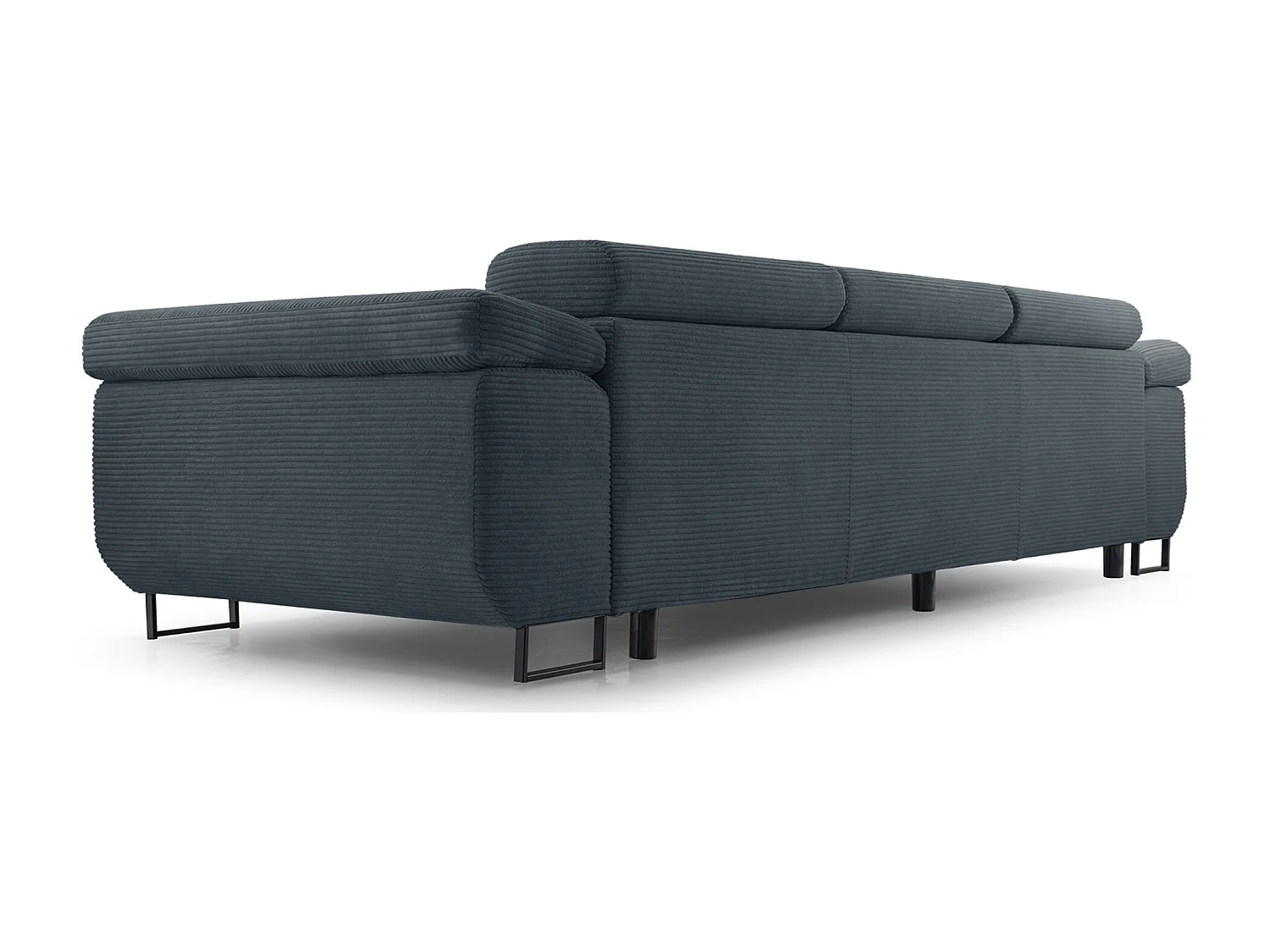 Schlafsofa mit verstellbaren Kopfstützen und Stauraum – Cord – Blaugrau – CAPURSO