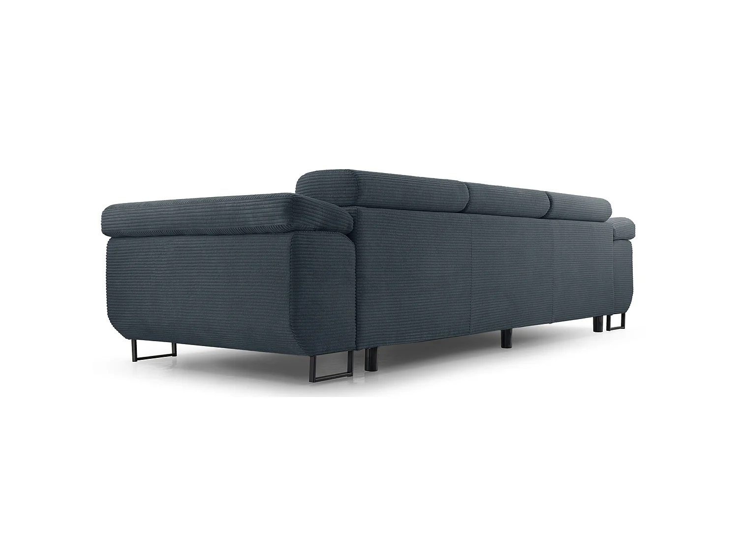 Schlafsofa mit verstellbaren Kopfstützen und Stauraum – Cord – Blaugrau – CAPURSO