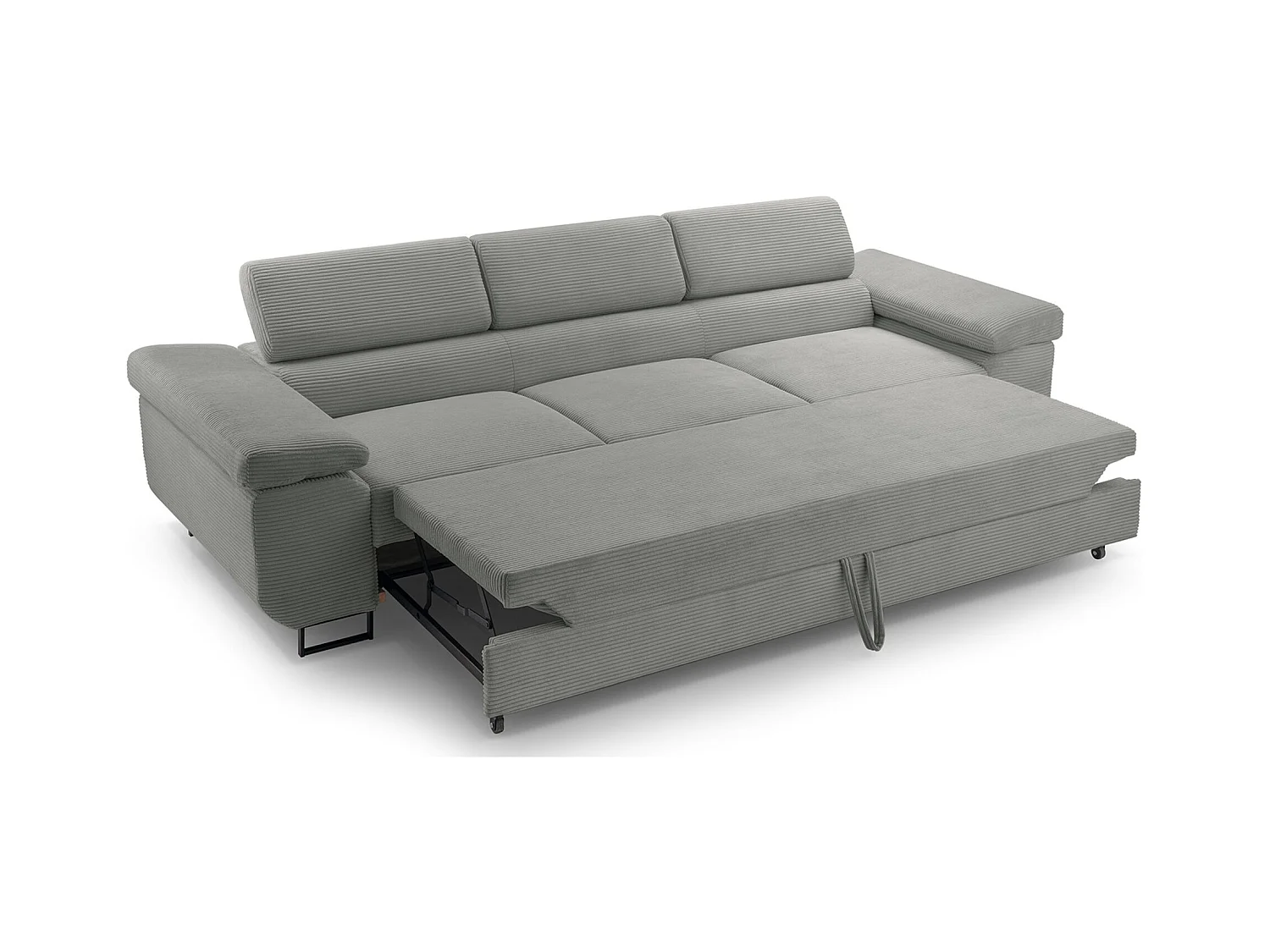 Schlafsofa mit verstellbaren Kopfstützen und Stauraum – Cord – Beige – CAPURSO