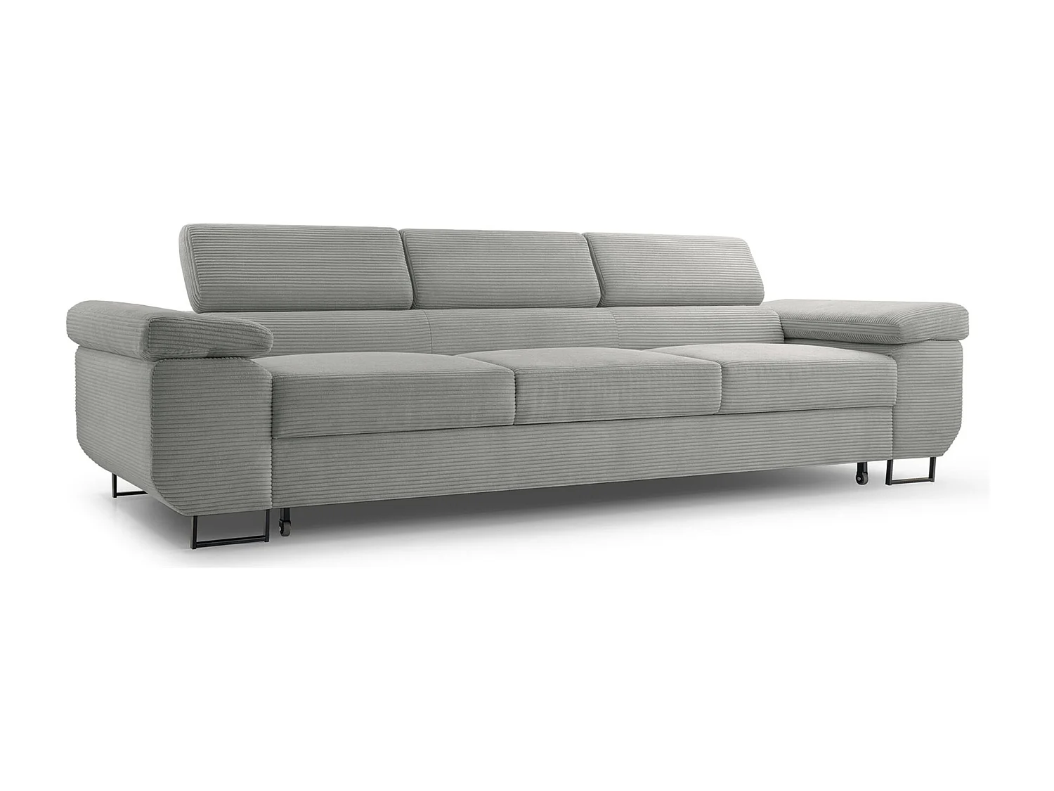 Schlafsofa mit verstellbaren Kopfstützen und Stauraum – Cord – Beige – CAPURSO