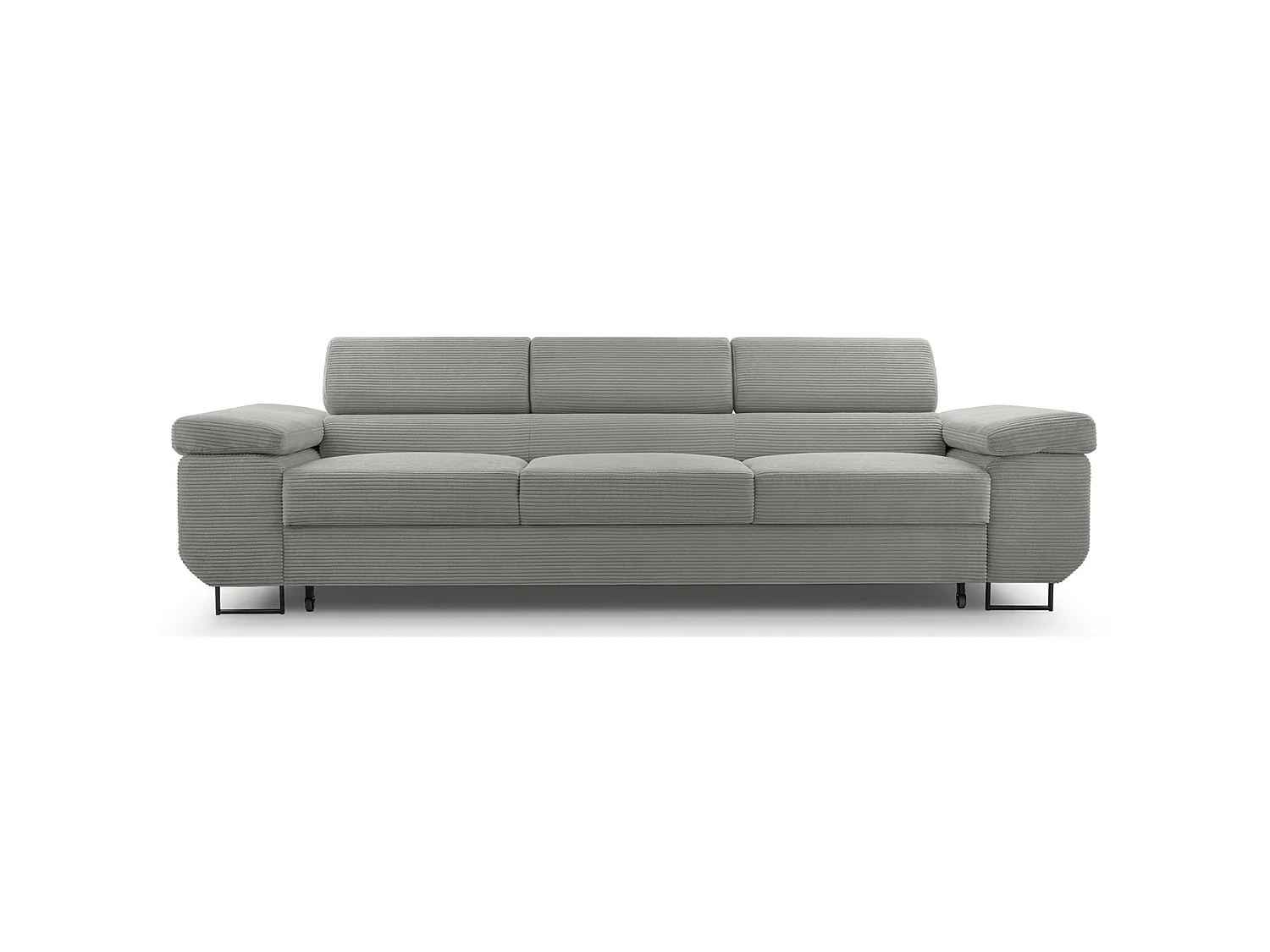 Slaapbank met verstelbare hoofdsteunen en opbergruimte – corduroy – beige – CAPURSO