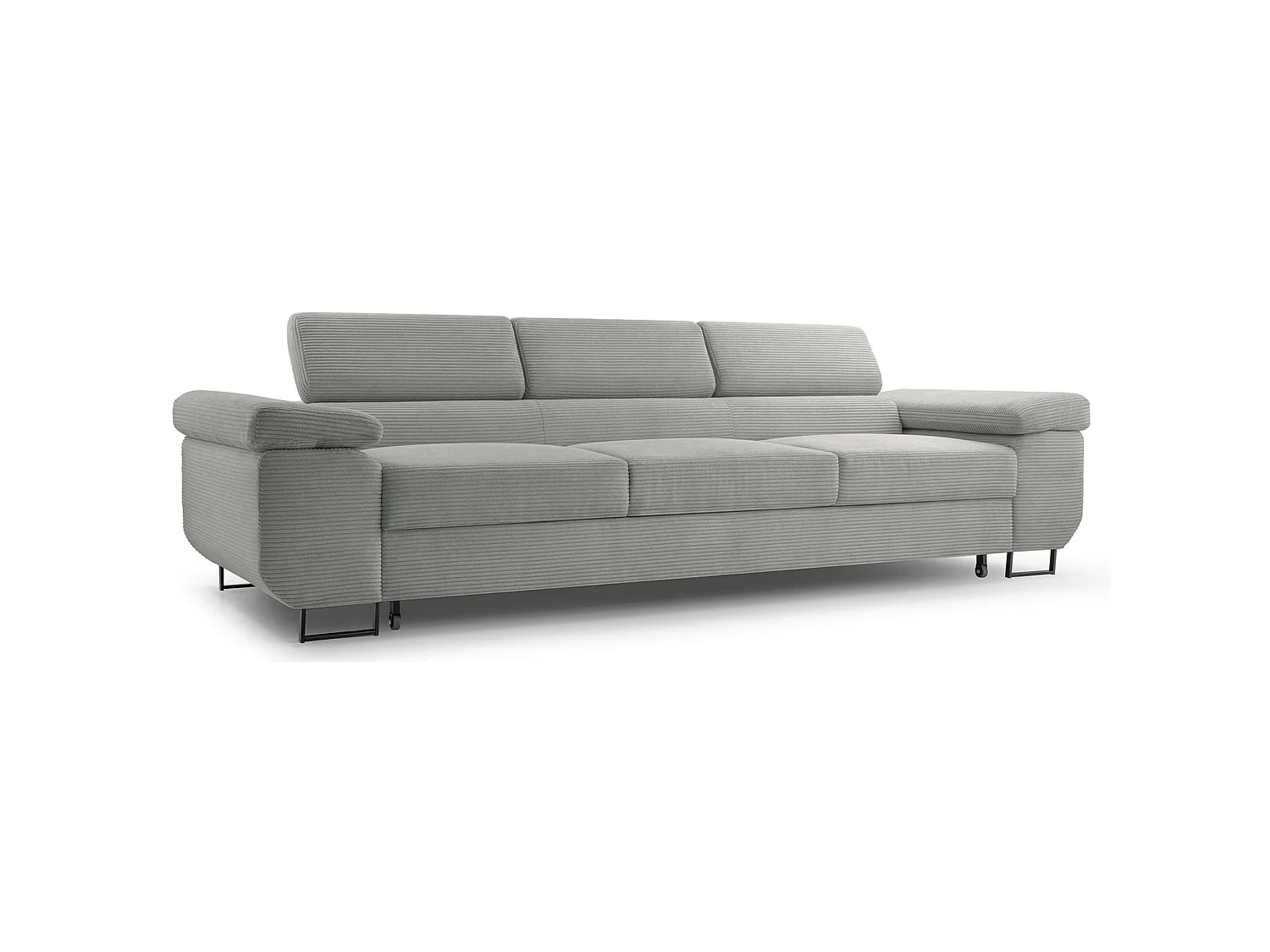 Slaapbank met verstelbare hoofdsteunen en opbergruimte – corduroy – beige – CAPURSO