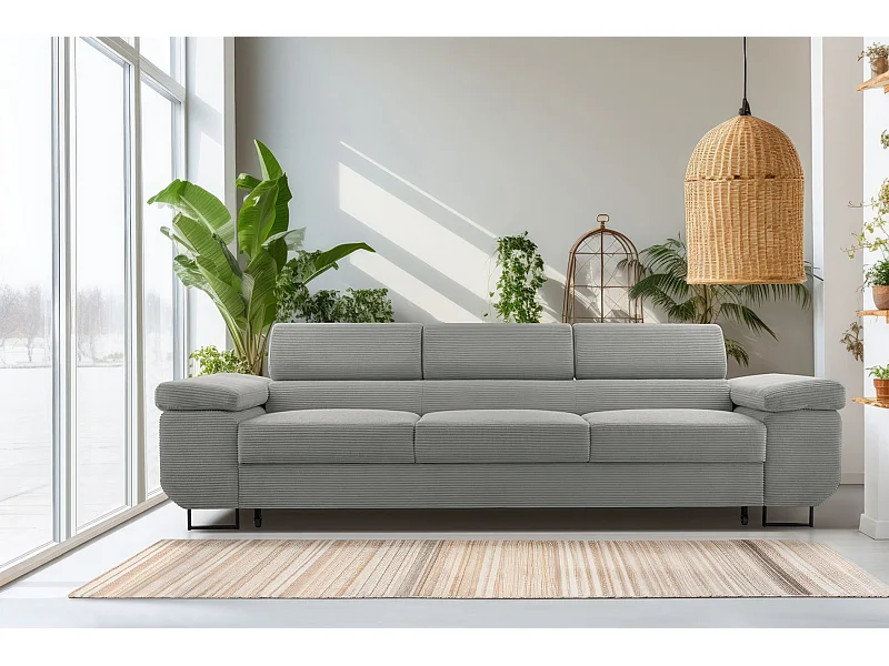 Canapé convertible 3 places – velours côtelé– beige – CAPURSO