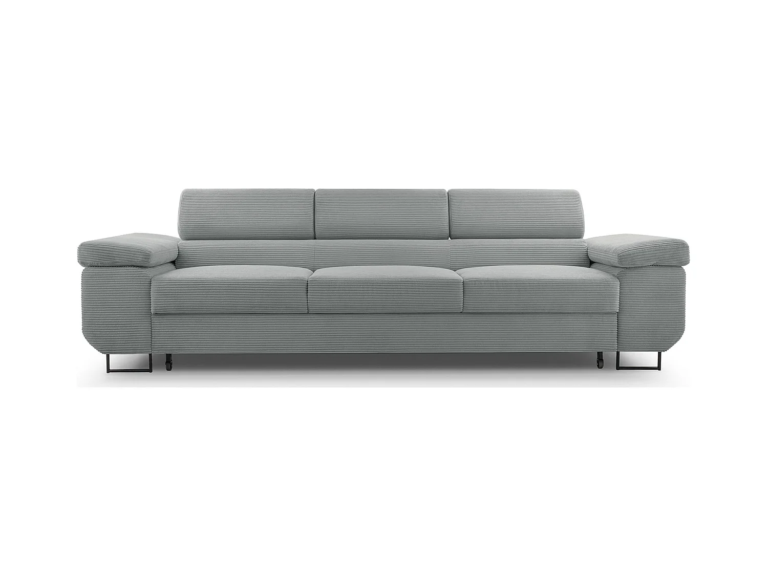 Schlafsofa mit verstellbaren Kopfstützen und Stauraum – Cord – Graubraun – CAPURSO