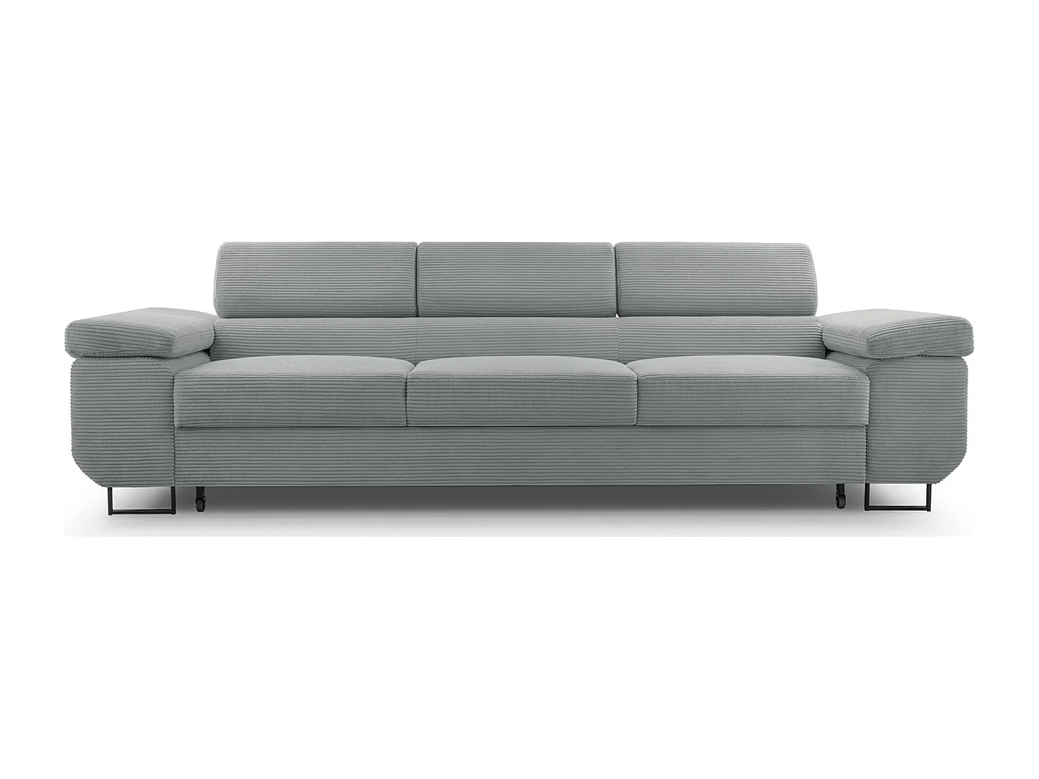 Schlafsofa mit verstellbaren Kopfstützen und Stauraum – Cord – Graubraun – CAPURSO