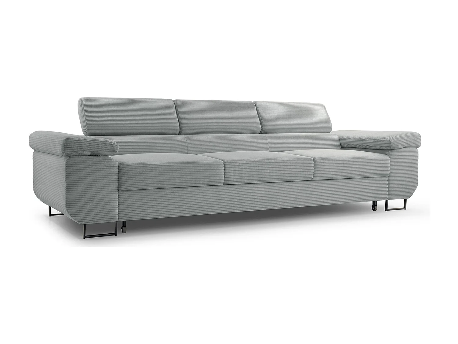 Schlafsofa mit verstellbaren Kopfstützen und Stauraum – Cord – Graubraun – CAPURSO