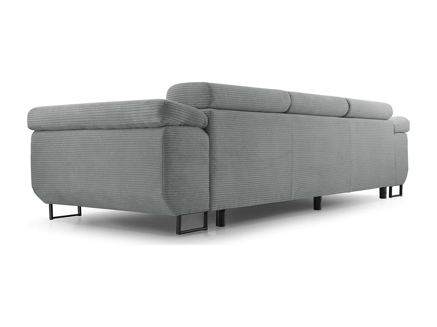 Schlafsofa mit verstellbaren Kopfstützen und Stauraum – Cord – Graubraun – CAPURSO