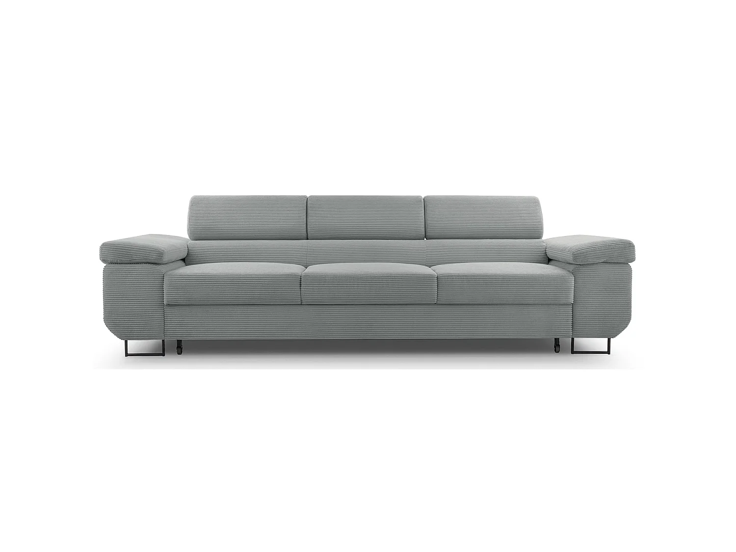Schlafsofa mit verstellbaren Kopfstützen und Stauraum – Cord – Graubraun – CAPURSO