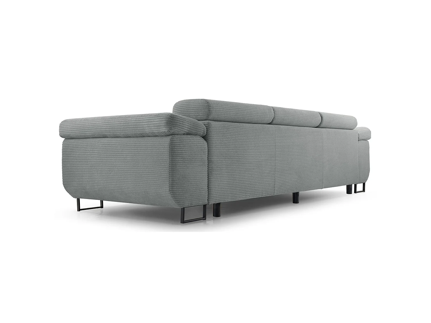 Schlafsofa mit verstellbaren Kopfstützen und Stauraum – Cord – Graubraun – CAPURSO